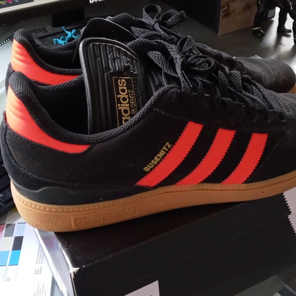 Adidas Busenitz Red and Black (neon orange?)